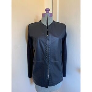 Rani Arabella Black Leather Jacket L Knit 100% Cashmere Loro Piana Yarns Italy